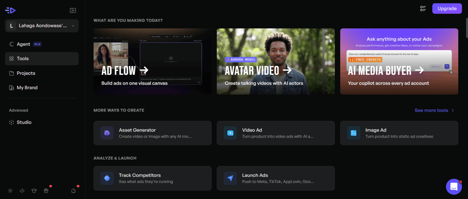 Creatify Dashboard Interface