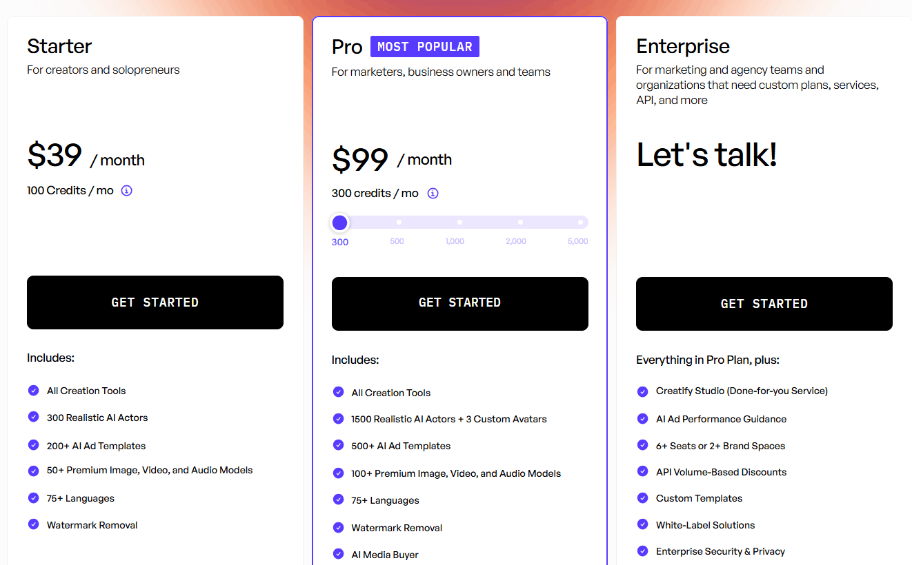 Creatify AI Pricing