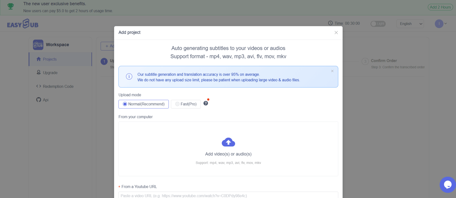 EasySub AI Dashboard Interface