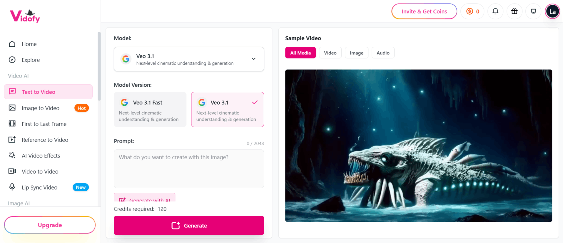 Vidofy AI dashboard interface